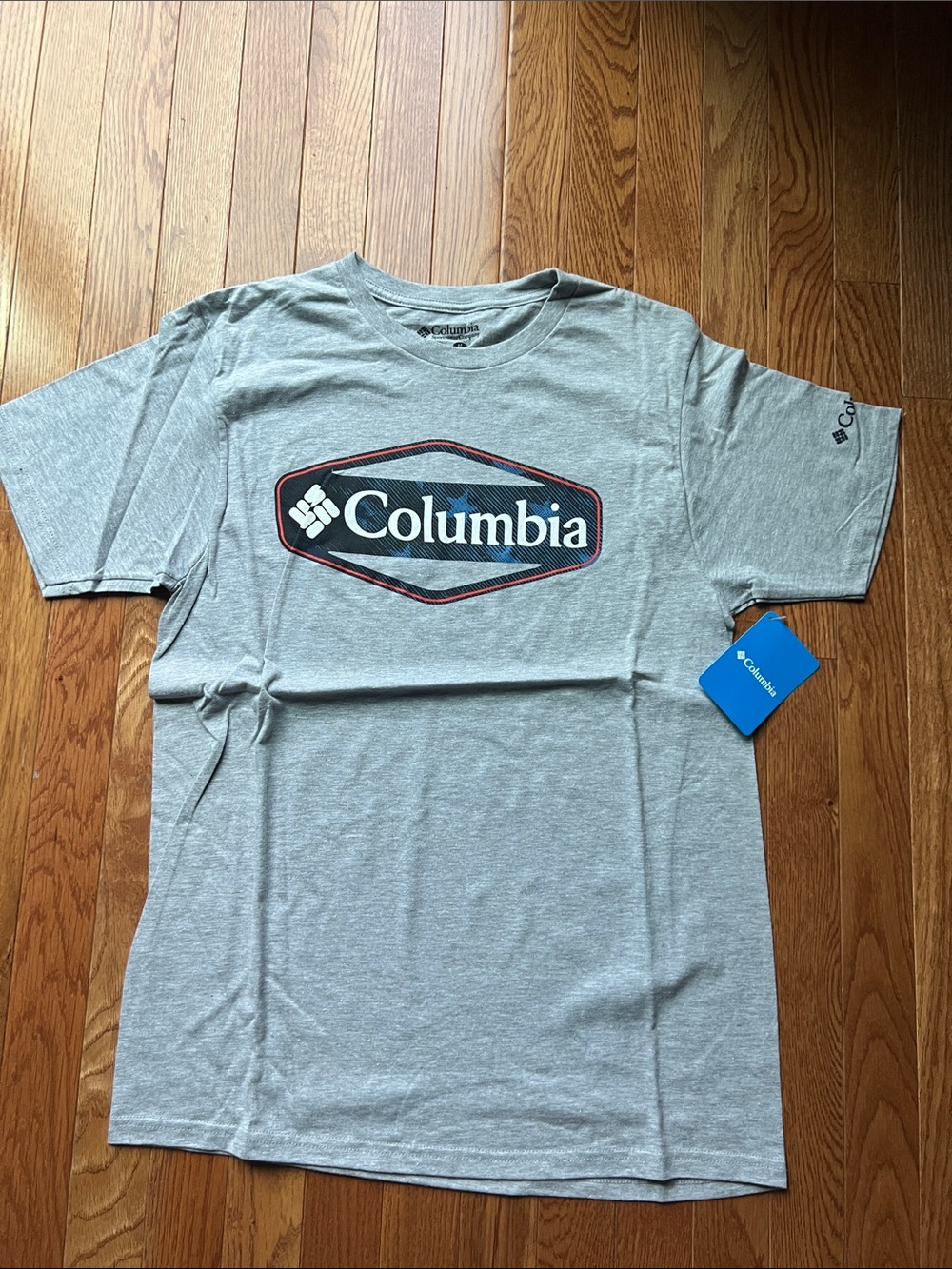 Columbia Men's Heather Gray Logo Short Sleeve Tee with Navy & Red Accents